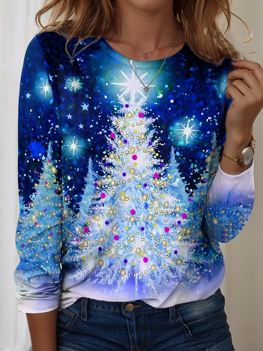 Women's Christmas Tree Stylish Longsleeve Tee