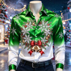 Men's Christmas Bell Ornament Satin Shirt