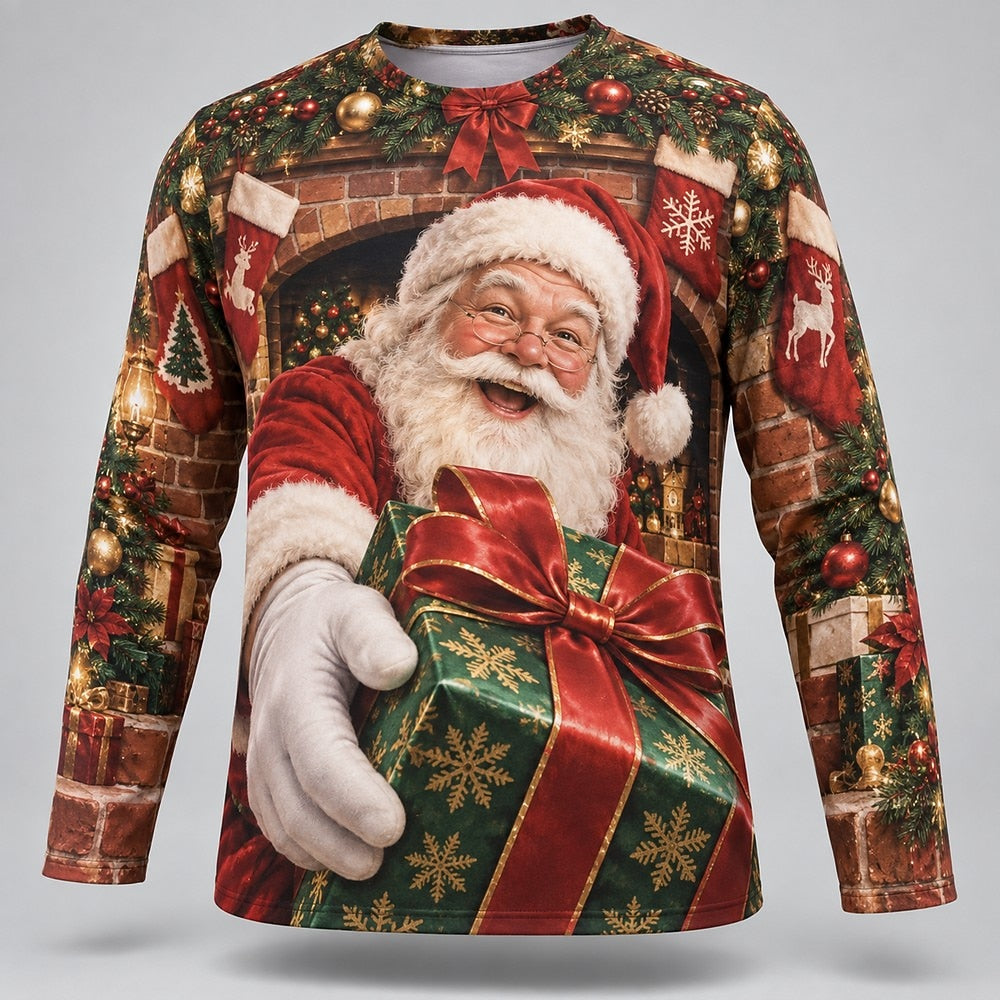 Men's Santa Claus Long Sleeve Graphic Tee