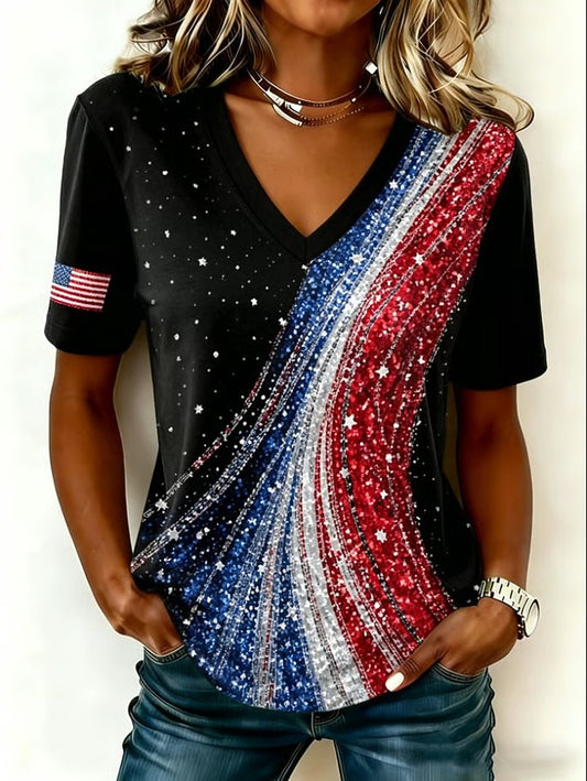 Women's Freedom Letter Flag Tee