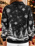 Women's Reindeer Snowflake Half Zip Sweatshirt