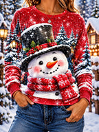Snowman Graphic Christmas Pullover Sweatshirt