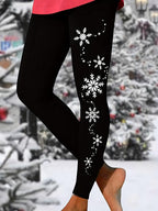 Snowman Snowflake Christmas Capri Leggings
