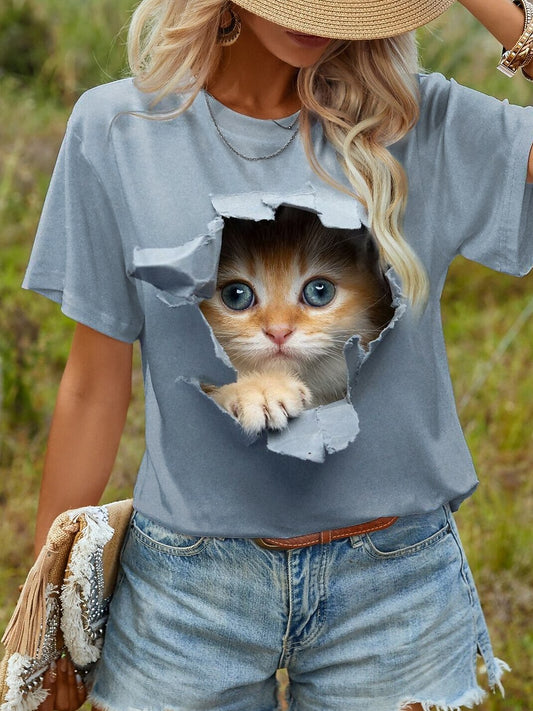 Women's Peekaboo Kitten Graphic Tee