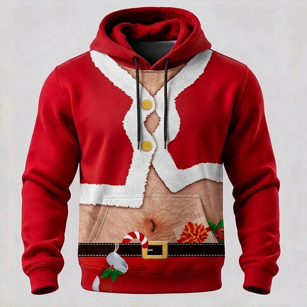 Men's Red Christmas Graphic Sweatshirt Hoodie