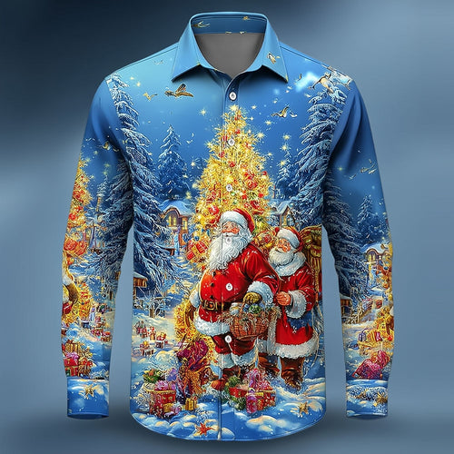 Men's Santa Tree Christmas Long Sleeve Shirt