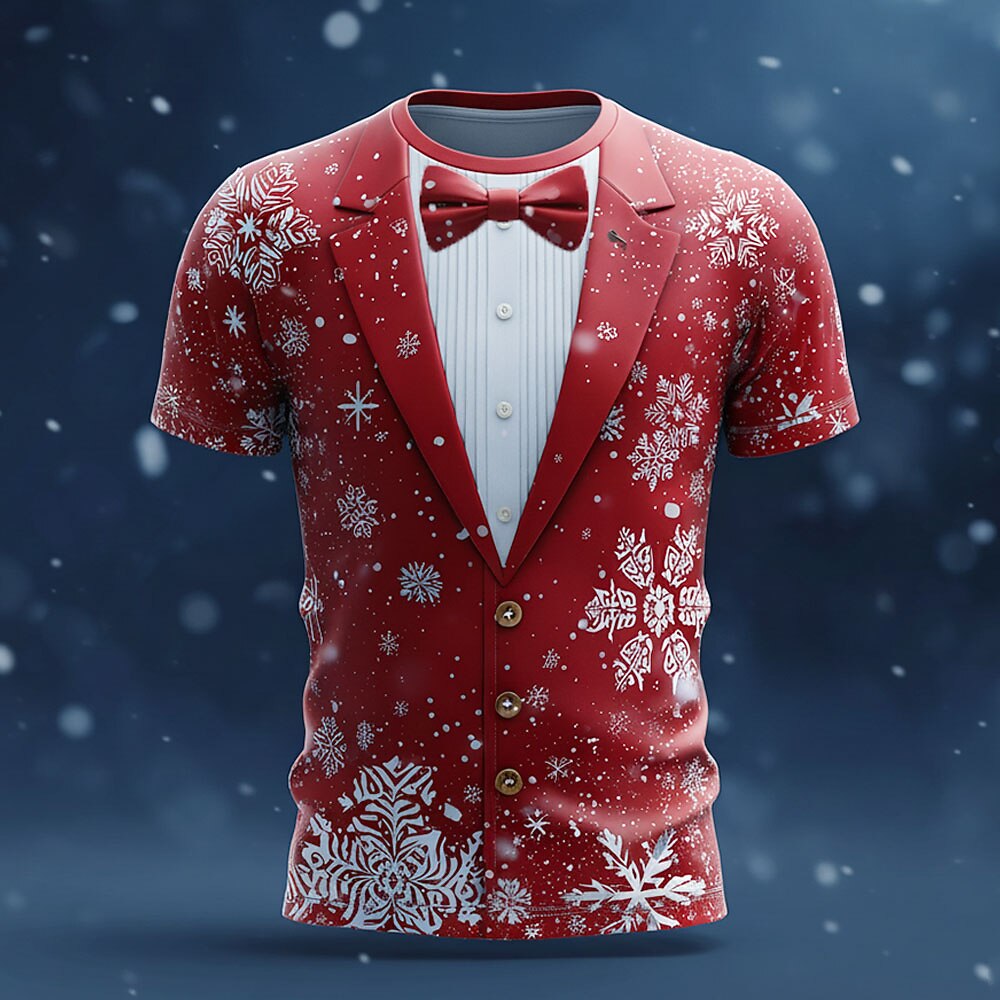 Men's Christmas Red Tuxedo Costume Tee