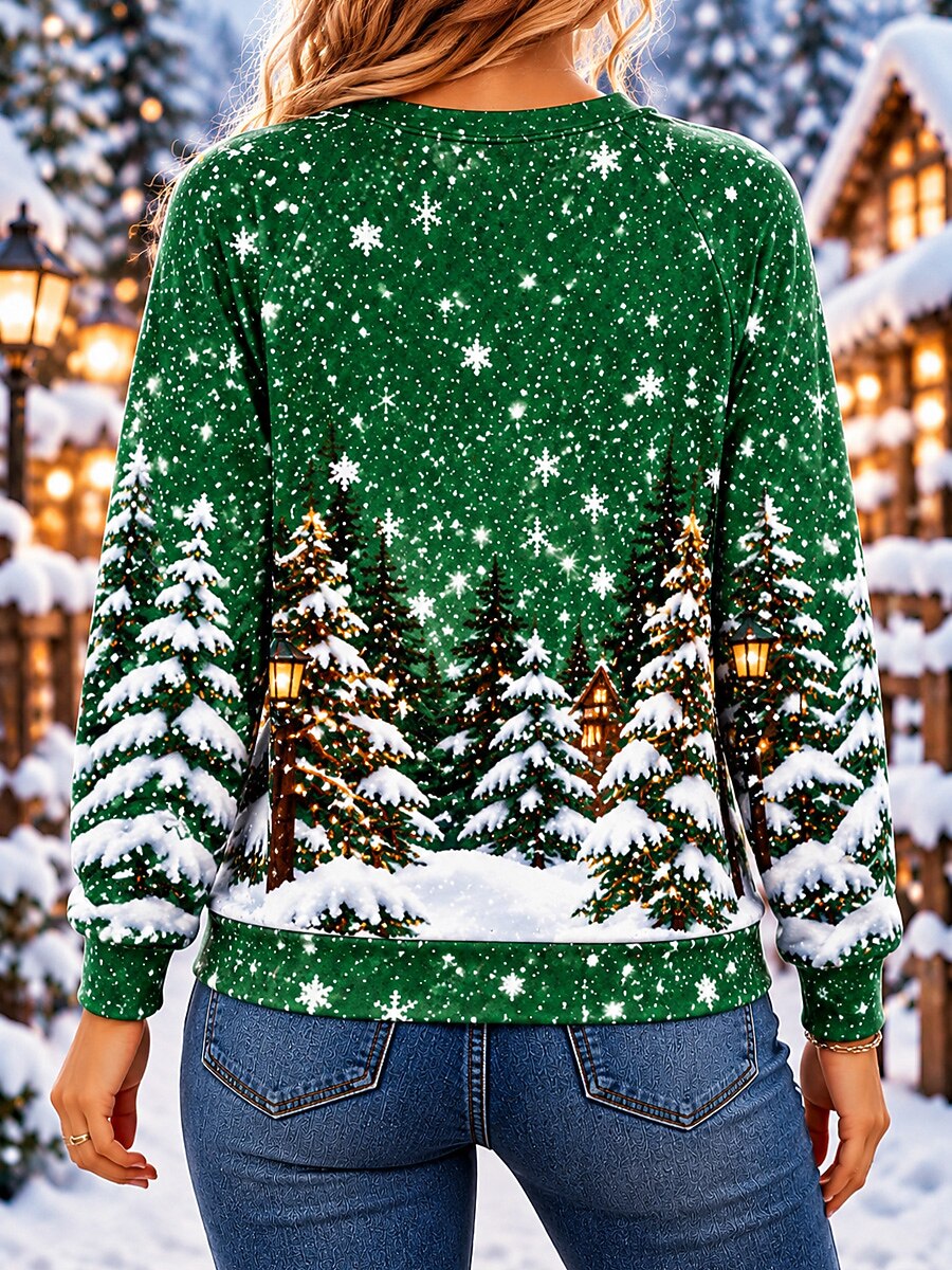Festive Animal Print Christmas Pullover Sweatshirt
