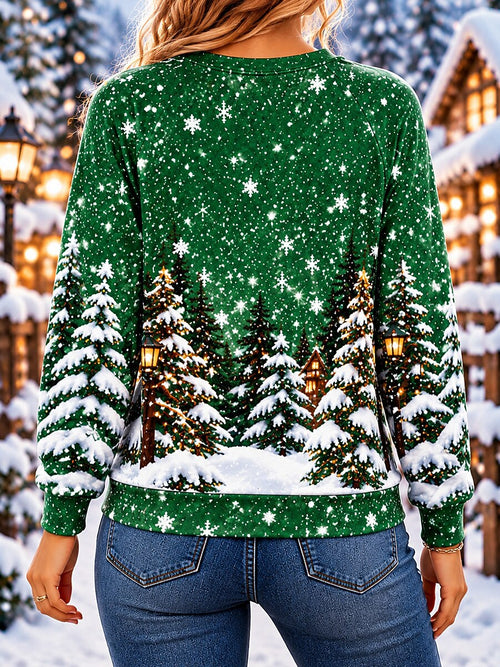Festive Animal Print Christmas Pullover Sweatshirt