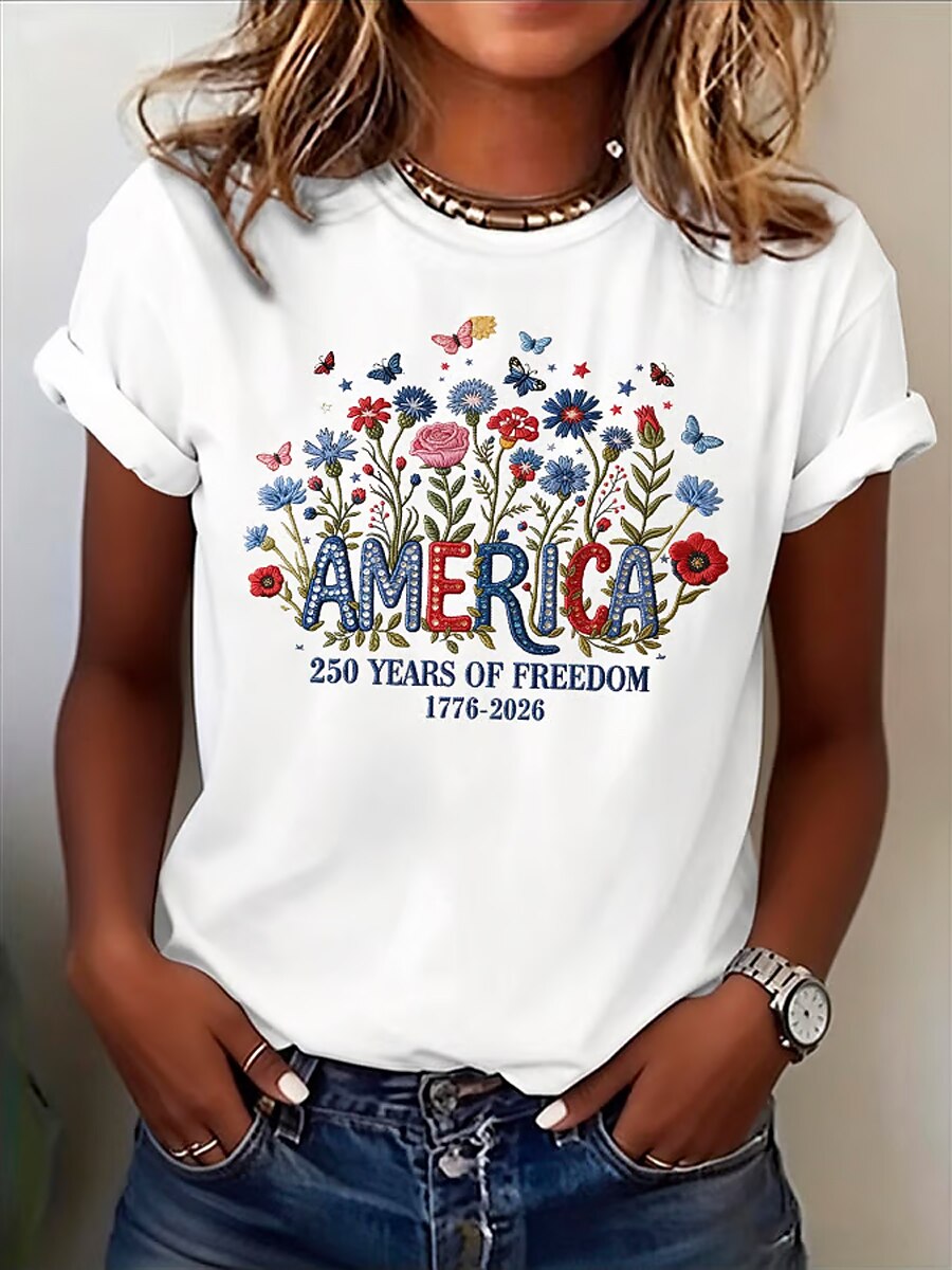 Women's Floral Flag Graphic Tee