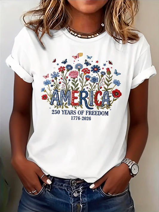 Women's Floral Flag Graphic Tee