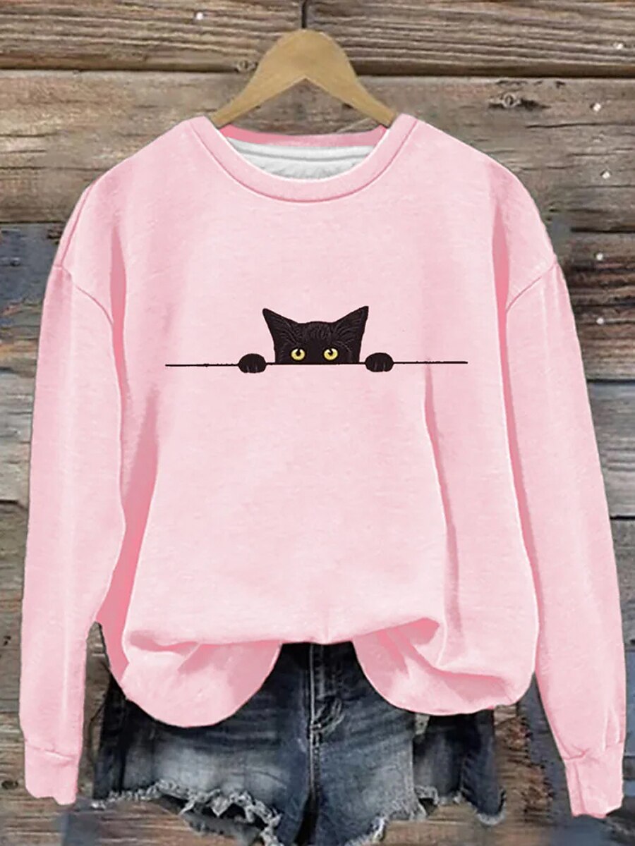 Women's Halloween Black Cat Sweatshirt
