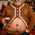 Christmas Gingerbread Fake Belly Crewneck Sweatshirt