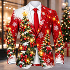 Men's Christmas Tree Print Blazer