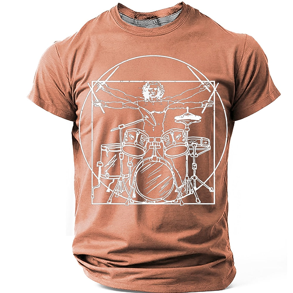 Men's Vitruvian Drummer Parody Graphic Tee