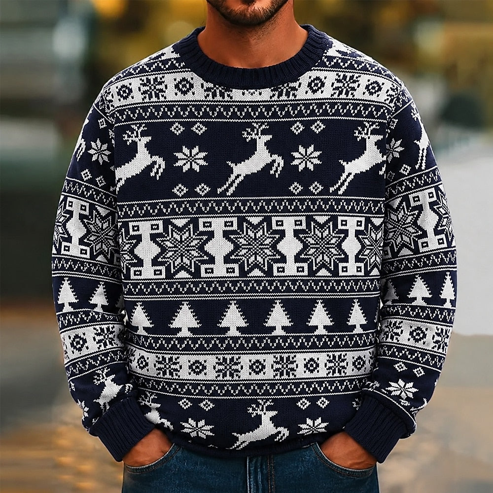 Christmas Reindeer Snowflake Knit Sweater