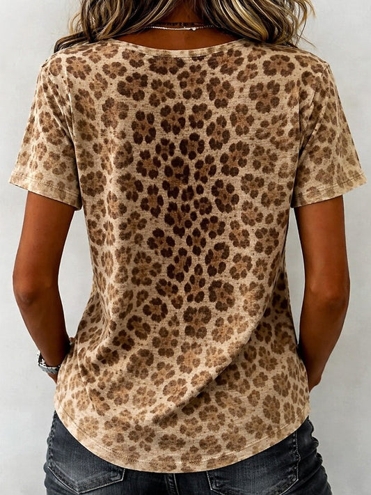 Women's Leopard Art V Neck Tee