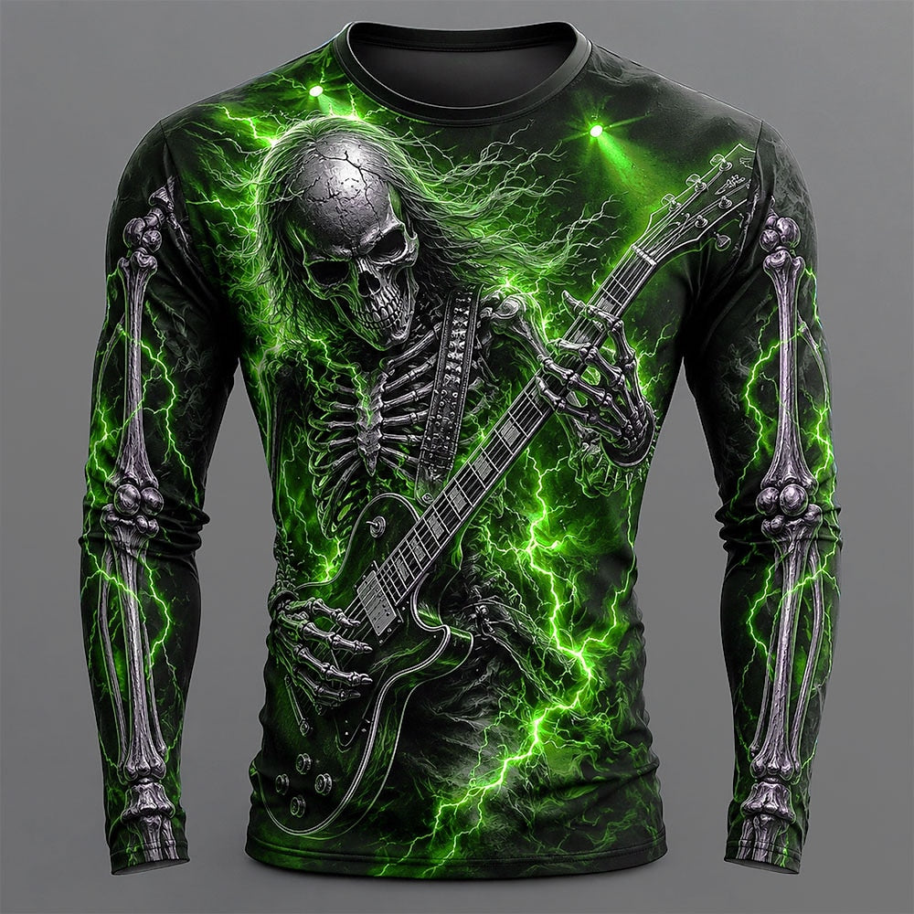 Men's Skull Skeleton Guitar 3D T-Shirt