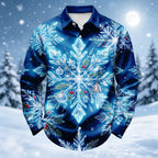 Snowflake Christmas Scene Button Up Shirt