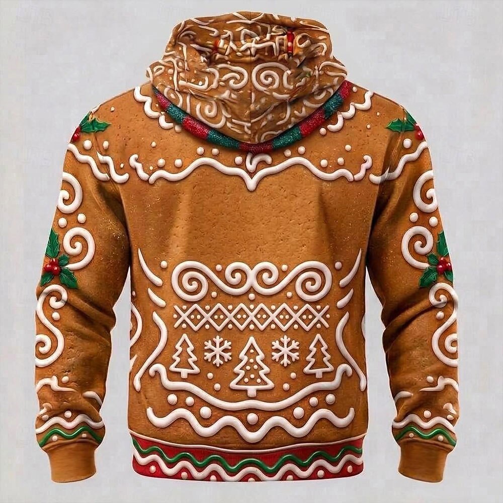 Men's Brown Simulation Christmas Hoodie