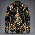 Men's Multicolor Christmas Tree Satin Shirt