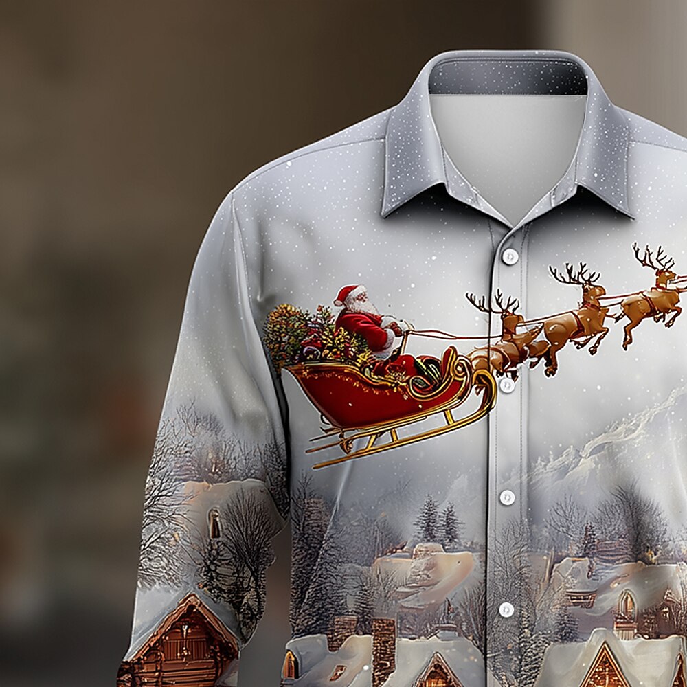 Santa Reindeer Christmas Costume Button Shirt
