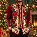 Men's Christmas Baubles Pattern Button Up Shirt