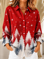 Women's Ombre Floral Patchwork Button Shirt