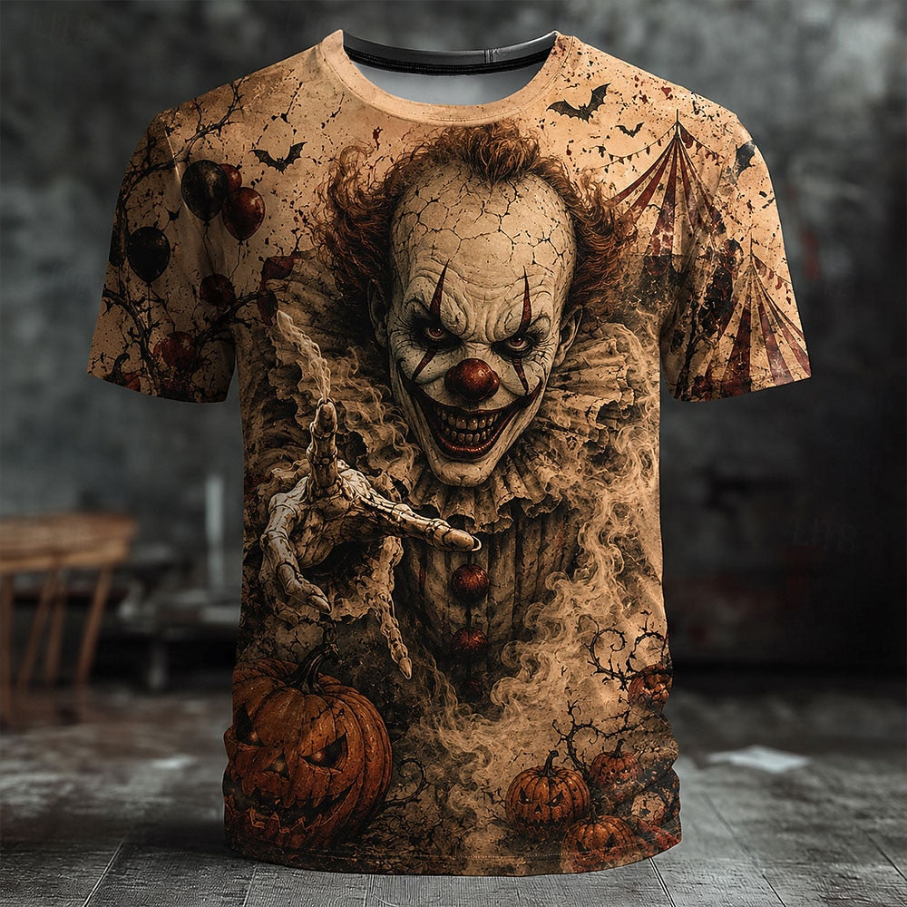 Men's Dark Creepy Clown Print Tee