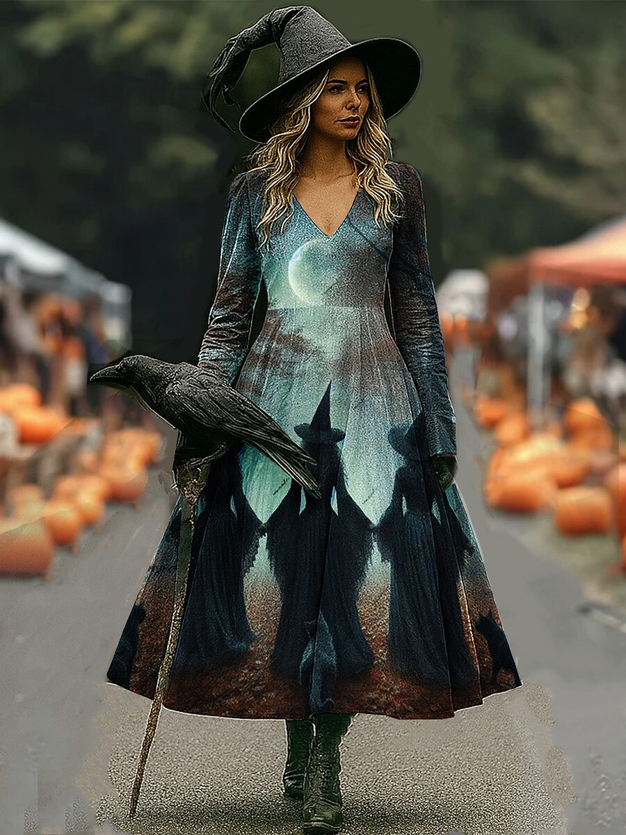Women's Halloween Mystic Witch Maxi Dress