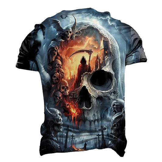 Men's Halloween Haunted Skull Graphic Tee