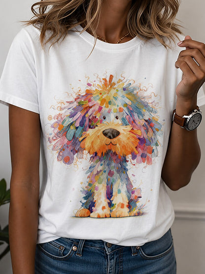 Women's Rainbow Dog Graphic Tee