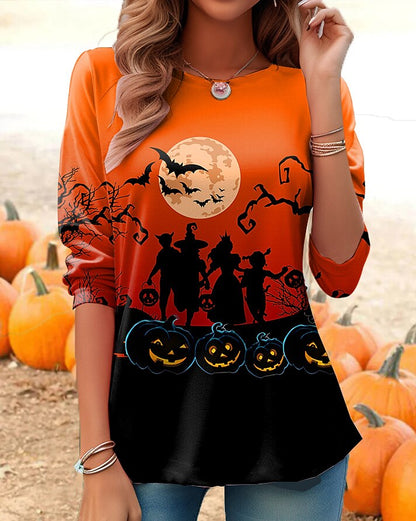 Women's Halloween Haunted Skull Tee