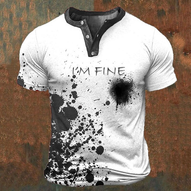 Men's Halloween Haunted Print Henley