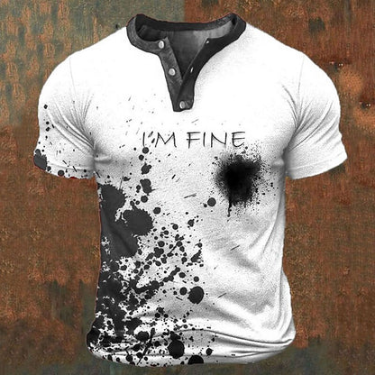 Men's Halloween Haunted Print Henley