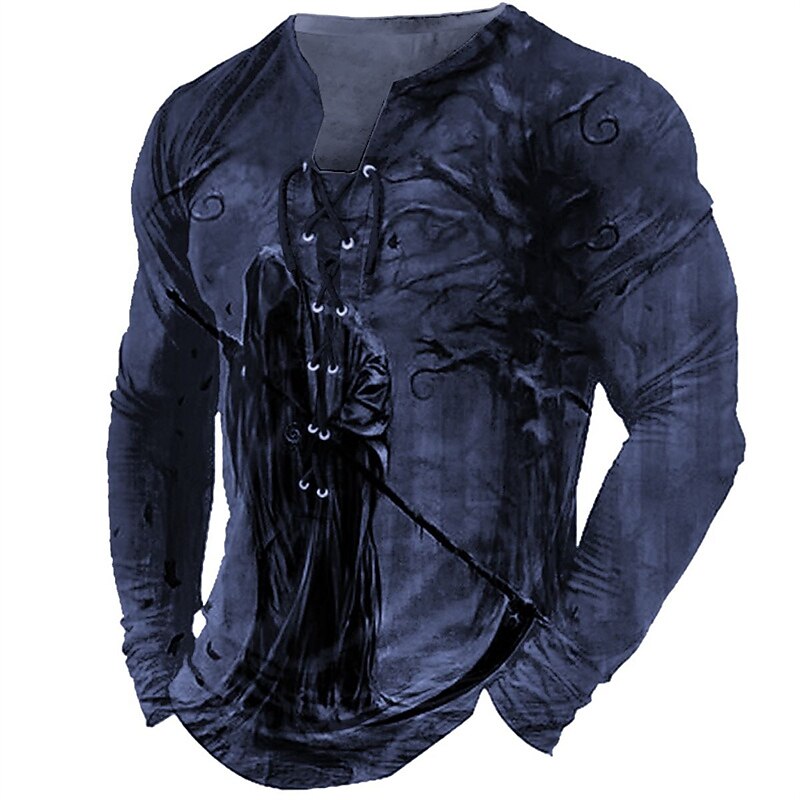 Men's Cool Skulls Halloween Henley