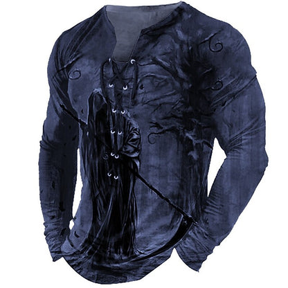 Men's Cool Skulls Halloween Henley