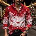 Christmas Elk Snowflake Button Shirt