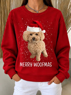Animal Print Christmas Longline Pullover Sweatshirt