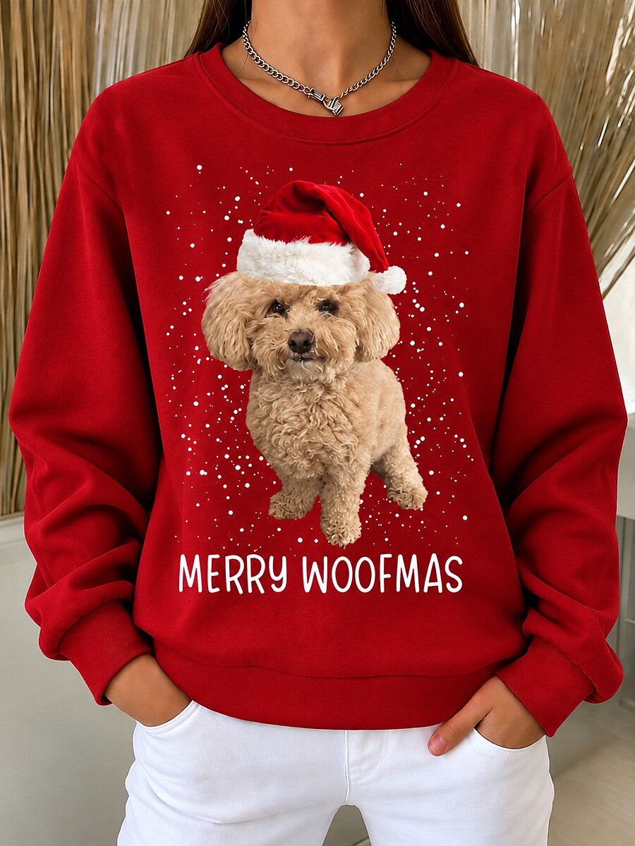 Animal Print Christmas Longline Pullover Sweatshirt