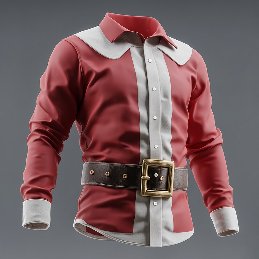 Christmas Santa Costume Holiday Button Shirt