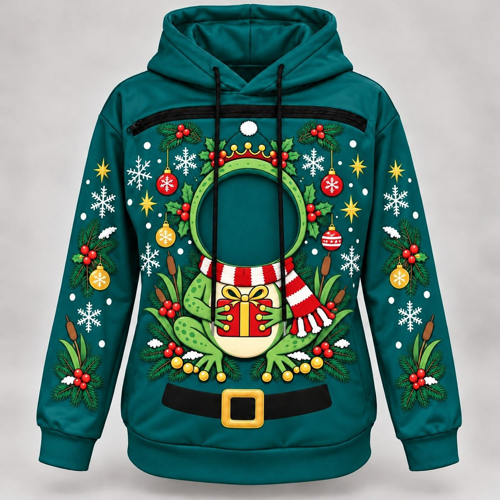 Frog Print Pet Carrier Bonding Hoodie