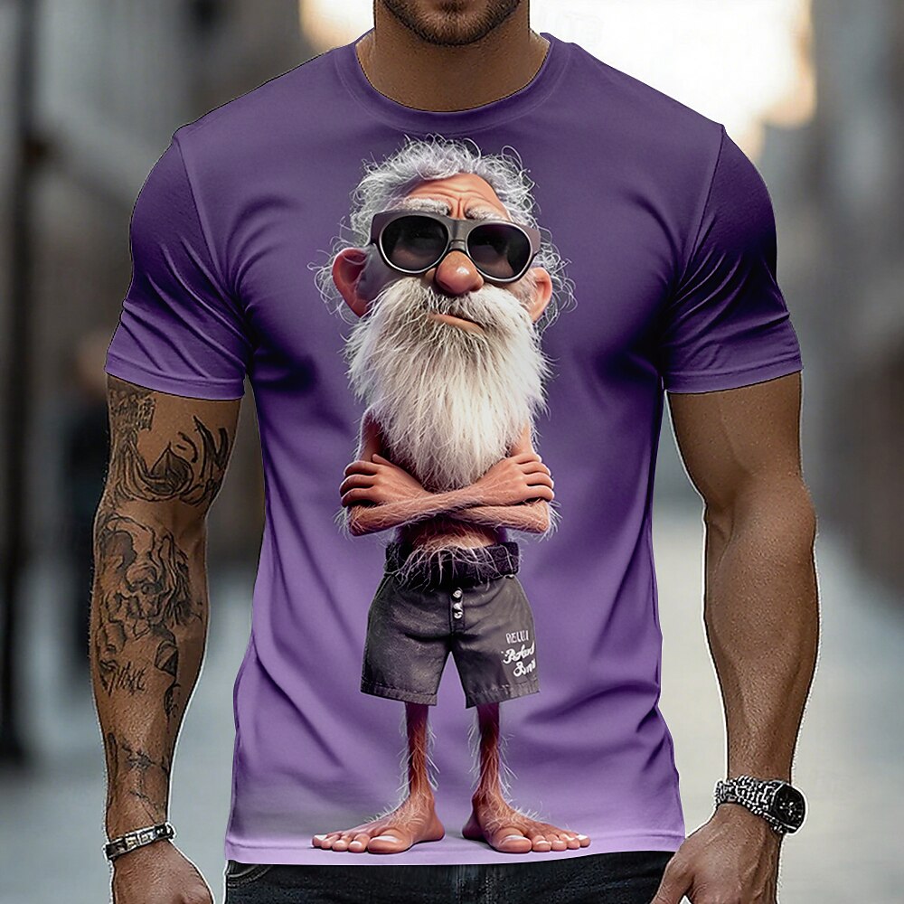 Men's Cool Grandpa Caricature Graphic Tee