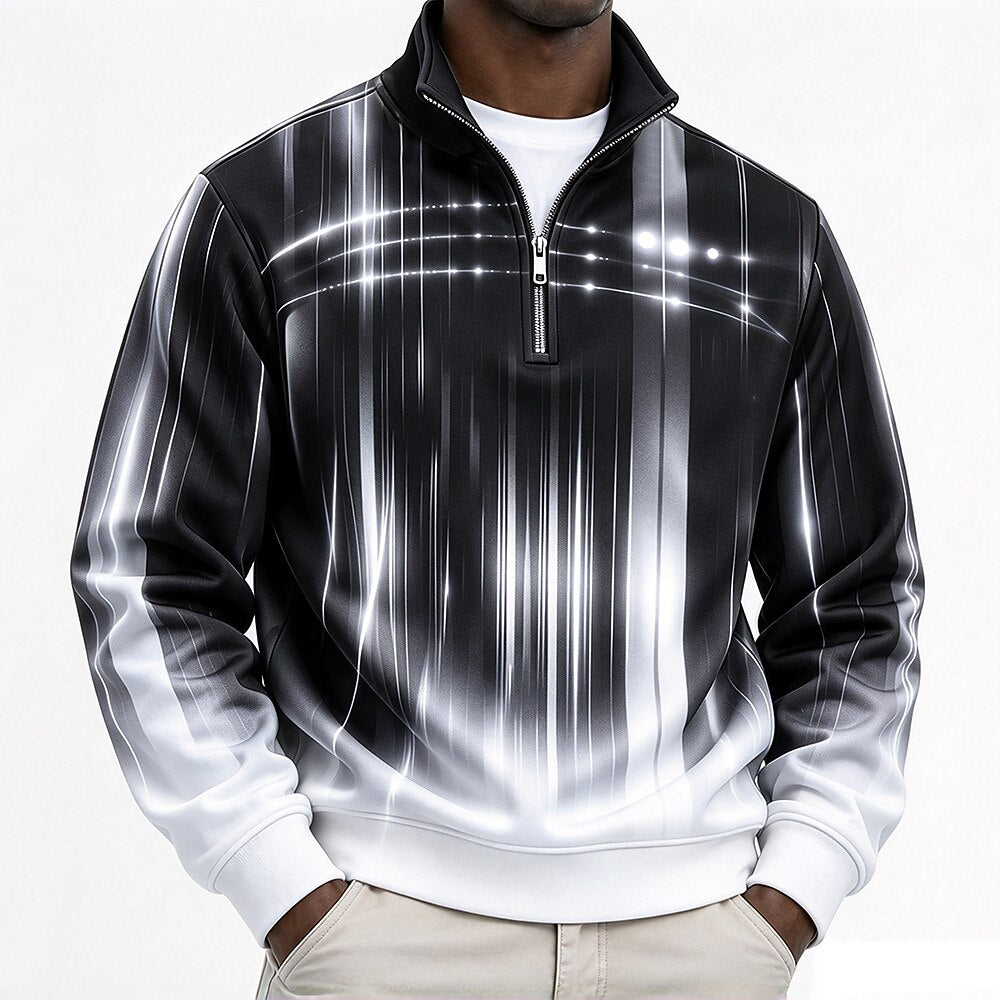 Vertical Striped Quarter Zip Sweatshirt