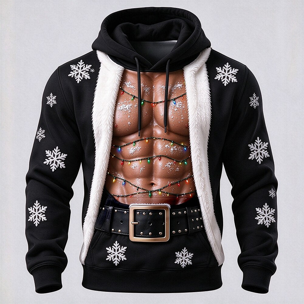 Men's Muscle Christmas Graphic Hoodie