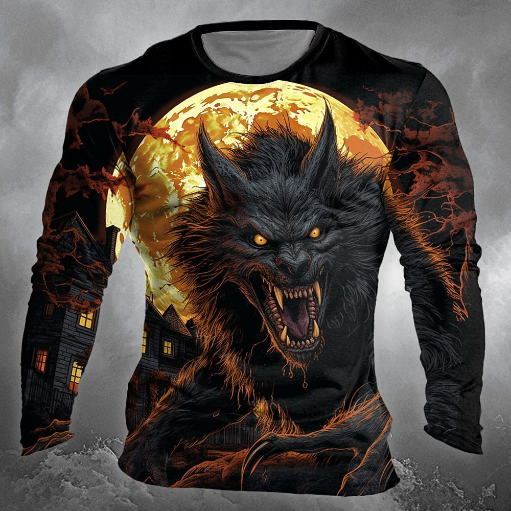 Men's Werewolf Vintage Graphic Longsleeve Tee