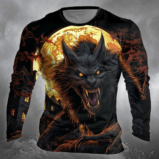 Men's Werewolf Vintage Graphic Longsleeve Tee
