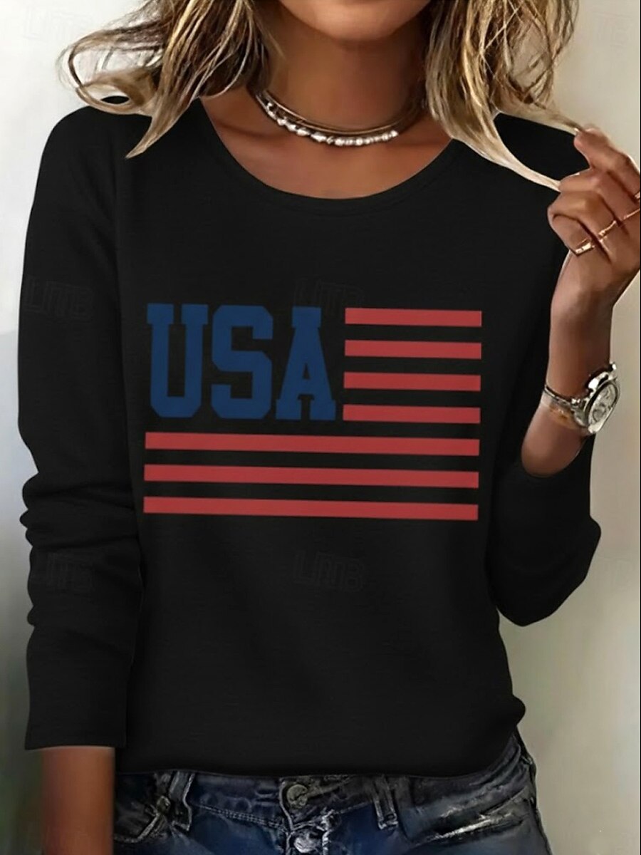 Women's Vintage Flag Long Sleeve Tee