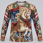 Men's Christmas Horse Long Sleeve Graphic Tee