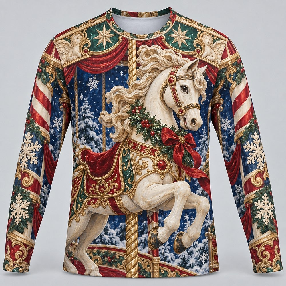 Men's Christmas Horse Long Sleeve Graphic Tee